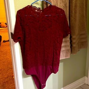 Burgundy lace bodysuit size 1 Torrid